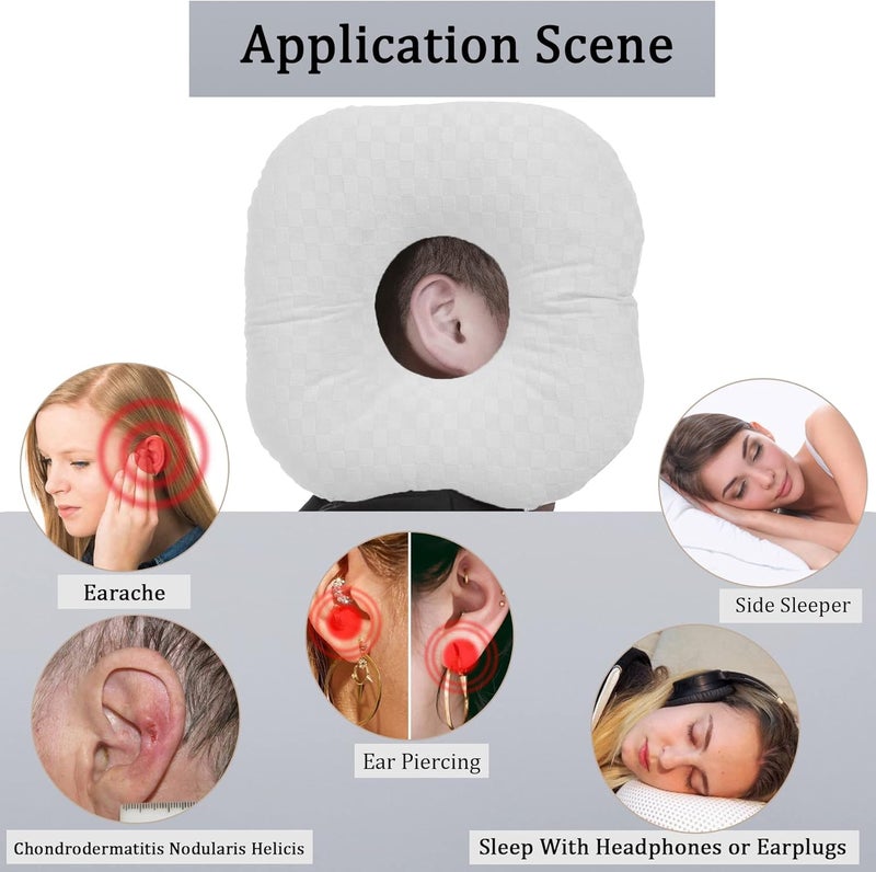 Wuronsa Ear Piercing Pillow for Side Sleepers, Pillow with an Ear Hole for CNH and Ear Pain Ear Inflammation Pressure Sores, O-Shaped Side Sleeping Pillow, Ear Guard Pillow - Image 2